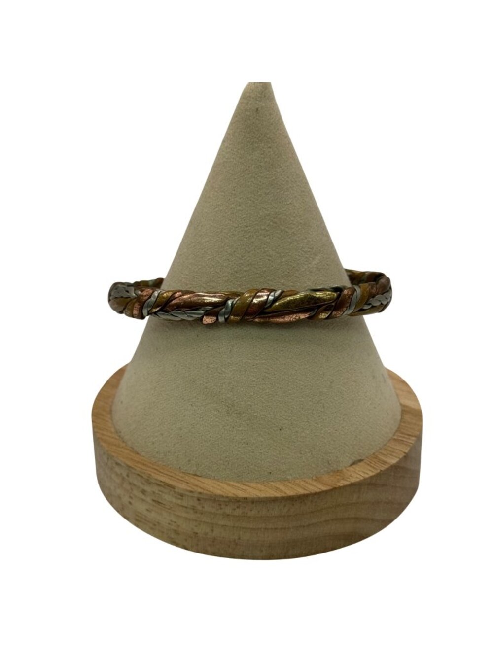 Vintage Sergio Lub Cuff Copper Mixed Metals Brass Braided Cuff Bracelet
